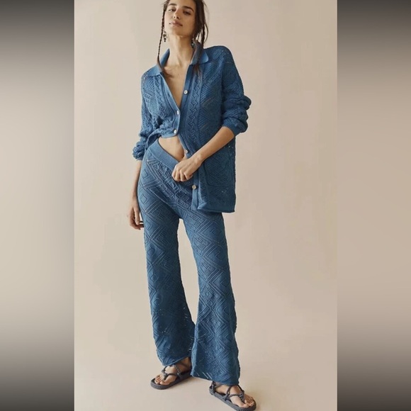Free People Pants - NWOT Free People Get Away Fauxchet Set SZ Small Cardigan Sweater & Pants Z106-4